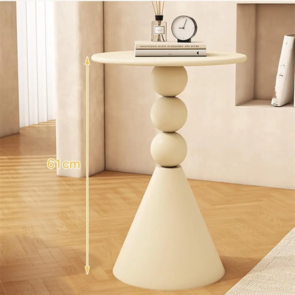 White Pedestal Side Table for Small Spaces, Metal Round Unique End Tables Living Room Modern Corner Accent Table, Martini Table