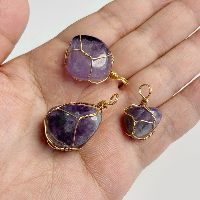 Purple Amethysts Quartz Crystal Pendant Charm Connector For Healing Pendulum Jewelry Making Diy Earring Necklace Gifts