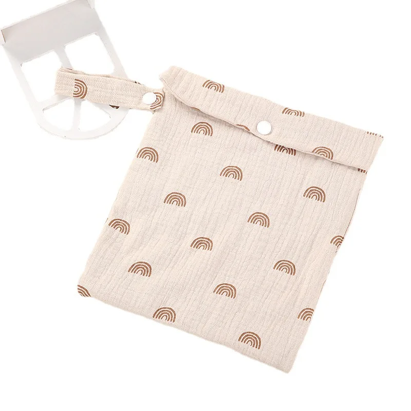 Wholesale Printing Bag For Diaper Pure Organic Double Layer Cotton Multifunction Mommy Handbag Baby Bottle Cart Hanging Bag - 2