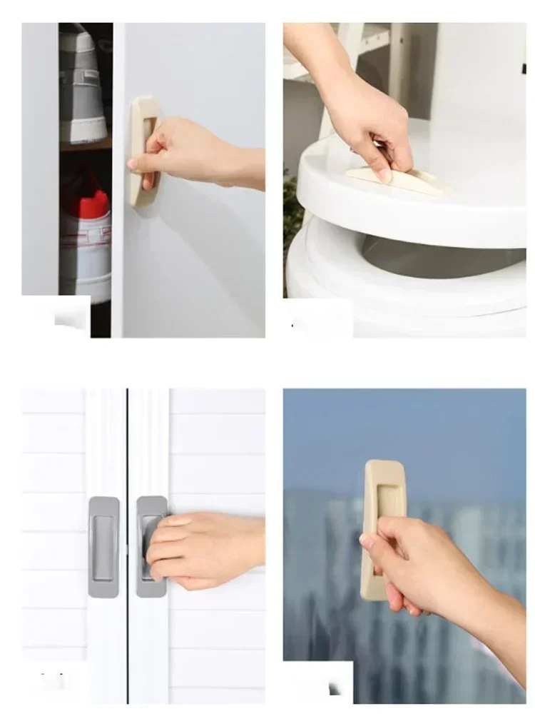 4 Pcs Door Handles Door Handle Perforation Free Cabinet Wardrobe Window Sliding Drawer Refrigerator