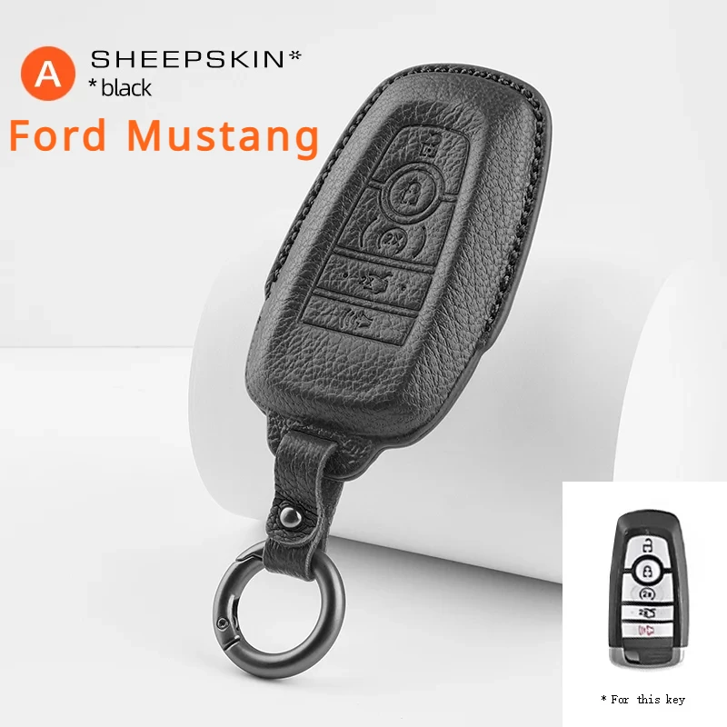 

Sheepskin Car Key Case For Mustang Ford Bronco Fusion F150 Explorer Ranger Kuga Ecosport Cover Protective Key Shell Accessories