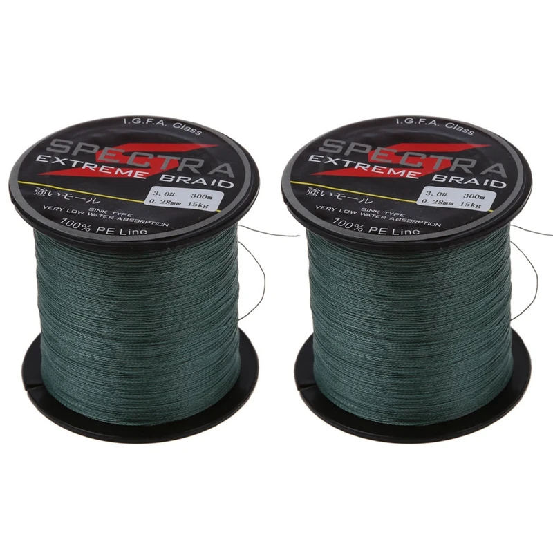 

2X Nylon Braid Fishing Wire 30Lb 300M 11Kg For Lure Train