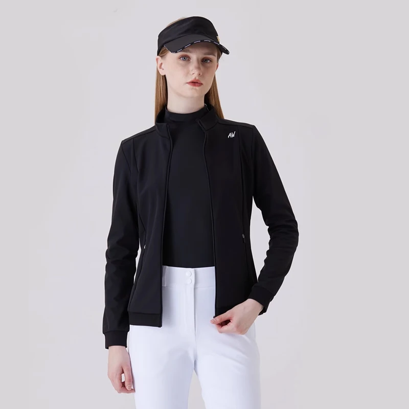 AW Golf Autumn and Winter Jacket Ladies Sports Elastic Slim-fit Stand-up Collar Waterproof Coat Women's Fleece Windbreaker