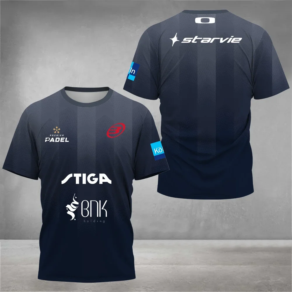 Breathable Men's Padel Clothing 3D Printed Quick Dry Short Sleeve Jerseys Casual Loose Tennis Sports Crew Neck T-Shirt Top