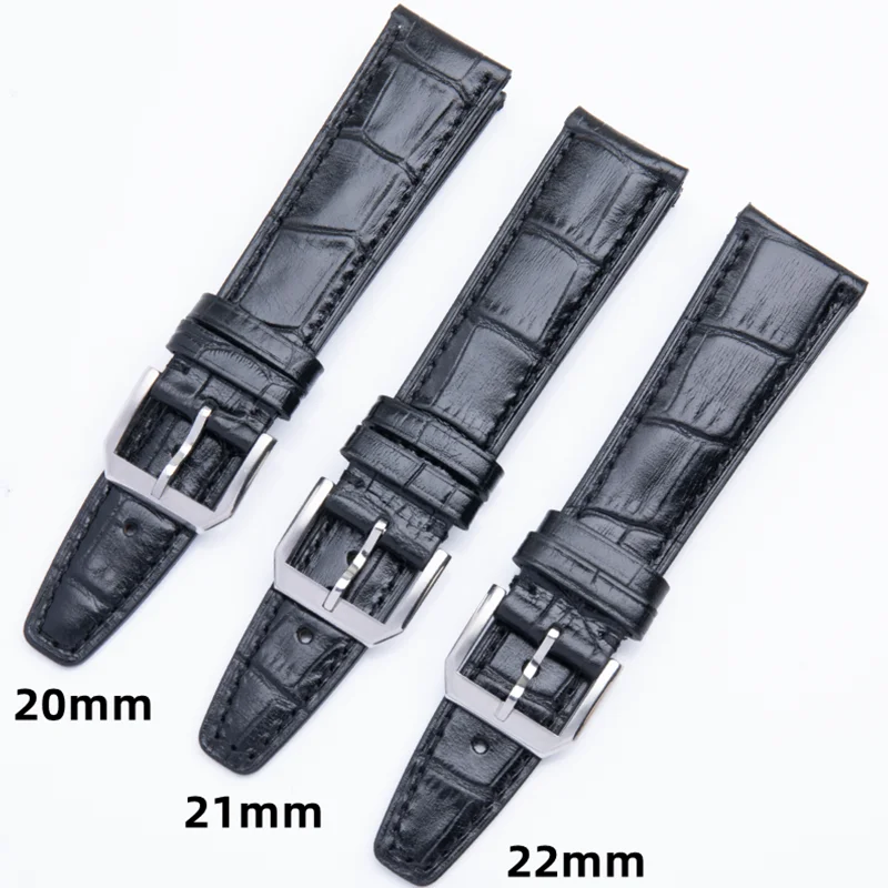 SCHIK 20/21/22mm Soft Cowhide Leather Watchband Flat End Belt Fit For IWC Strap Pilot'S Watches Portofino Portugieser Belt