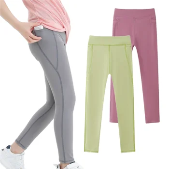 Girls Sports Leggings Pocket Butter Soft Kids Legging Dance Workout Running Pants Children Sportswear Active Tights Clothing 1