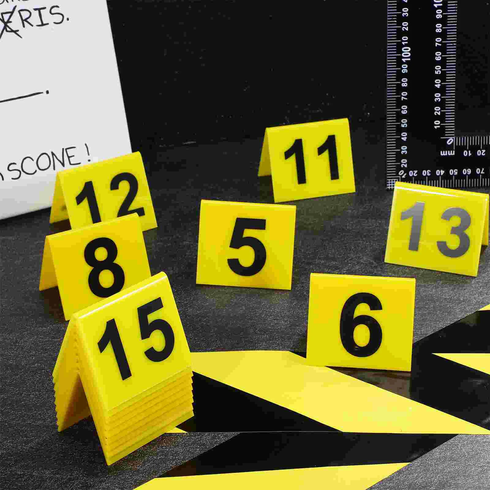 Number Plate Restaurant Table Sign 15 Pcs Game Accessory Multi-function Marker Crime Scene Markers Evidence place card holders,floral card holders