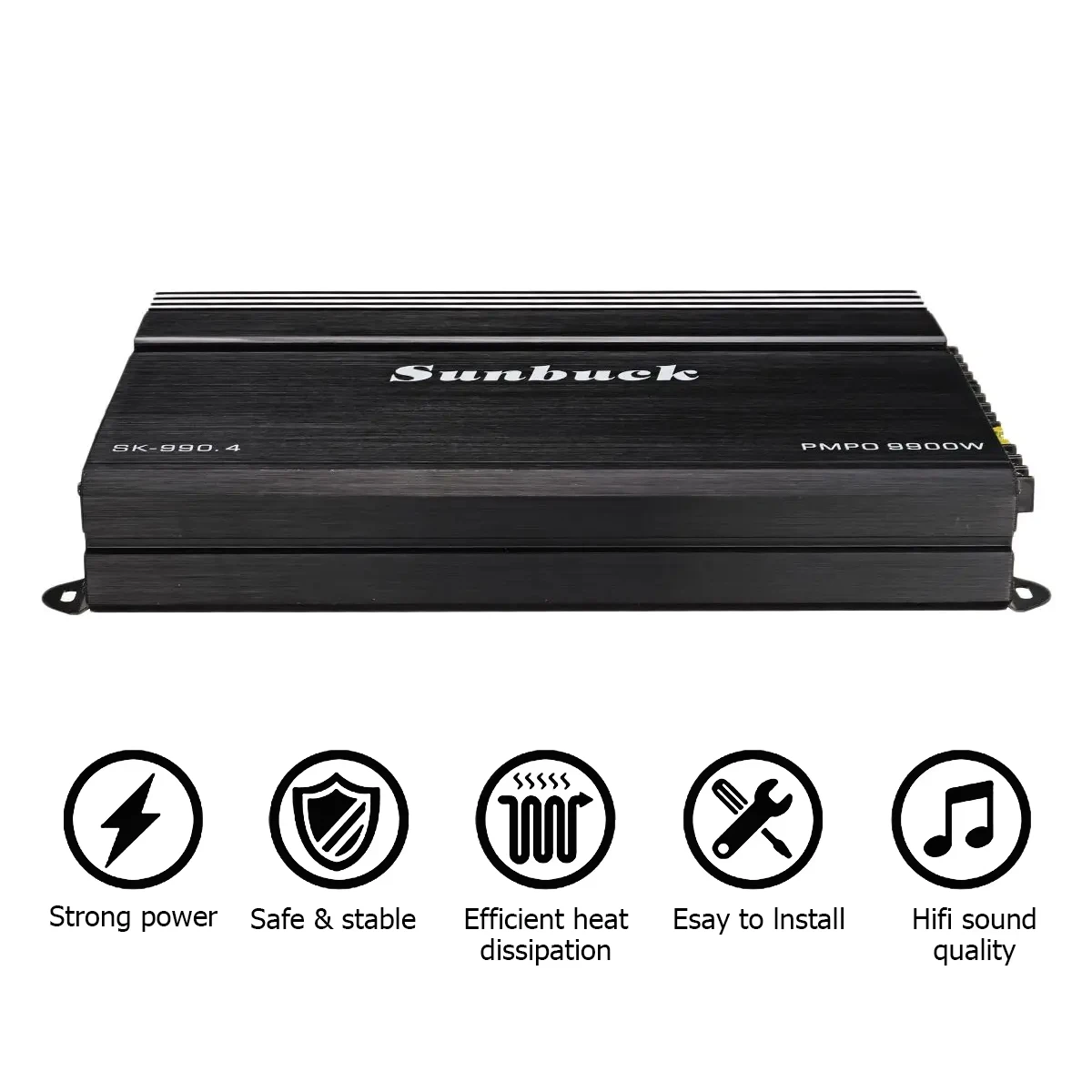 SK-990.4 12V Car Power Amplifier 4-Channel Class A/B Digital Stereo Surround Passive Subwoofer Audio Player For Cars Max 9900W