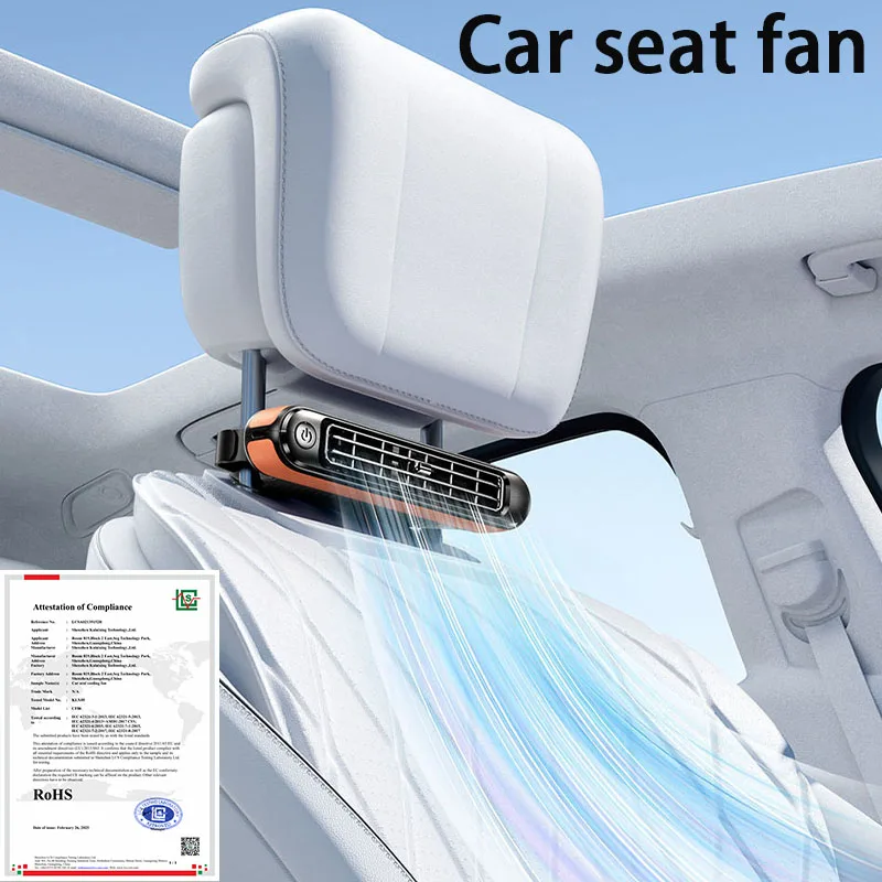 For Tesla Model Y & 3 2020-2025 USB Car Cooling Fan for Backseat 3 Speeds Portab