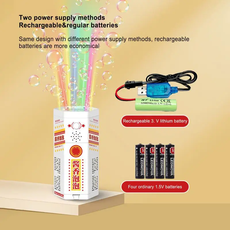Firework Bubble Machine Automatic Bubble Blower with Colorful Lights With Music For New Year Birthday Party Supply Outdoor 5