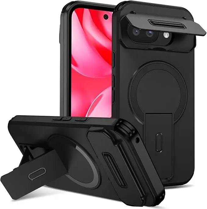 Sliding Camera Case with Kickstand and Magnetic Shockproof Bumper - Protective Heavy Cover