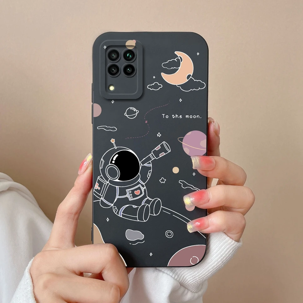 Lovely Astronaut Smooth Liquid Back Cover Case for Huawei P40 Lite Series