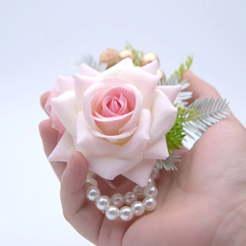 

Wrist Flowers Bridesmaid Sisters Hand Flowers Artificial Bride Flowers For Wedding Dancing Party Decor Bridal Prom Accessories