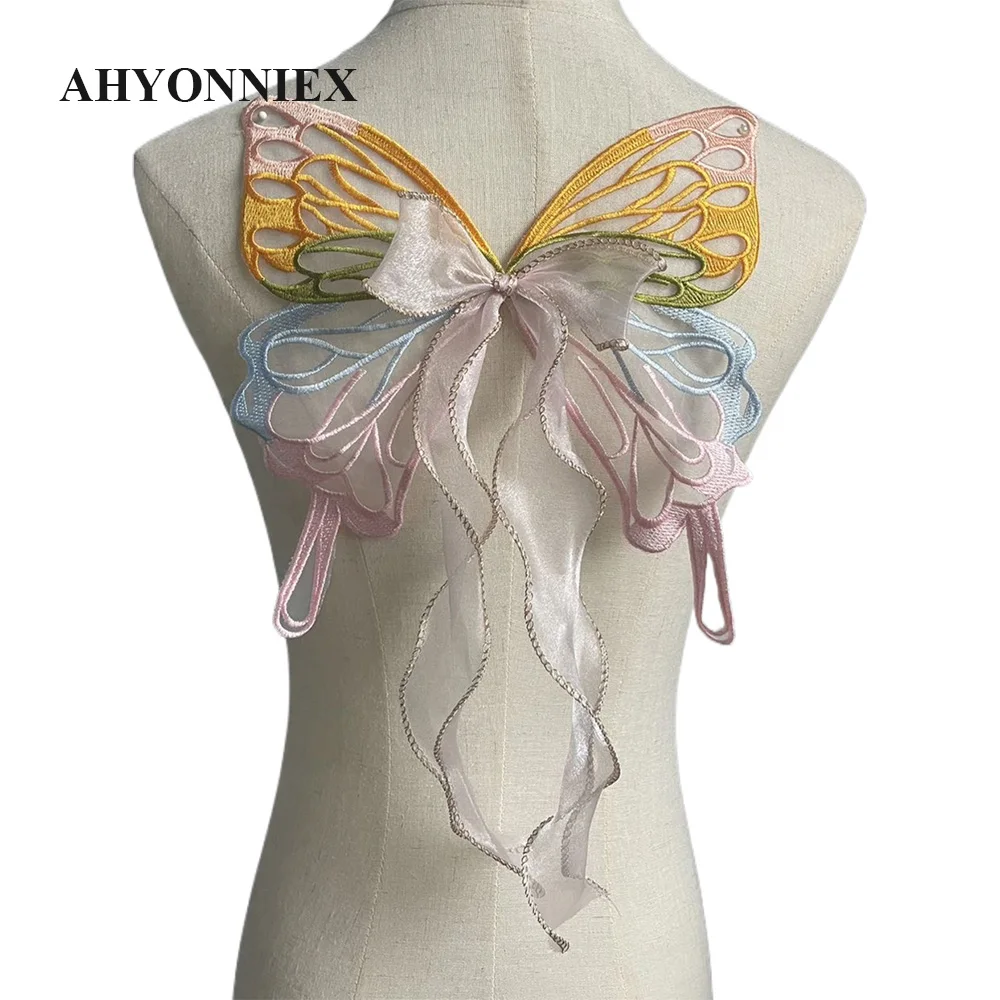 Gestickte Chiffon Schmetterling Stoff Patches Applikationen für Kleidung Nähen liefert DIY Kleid Accessoires – Detail 1