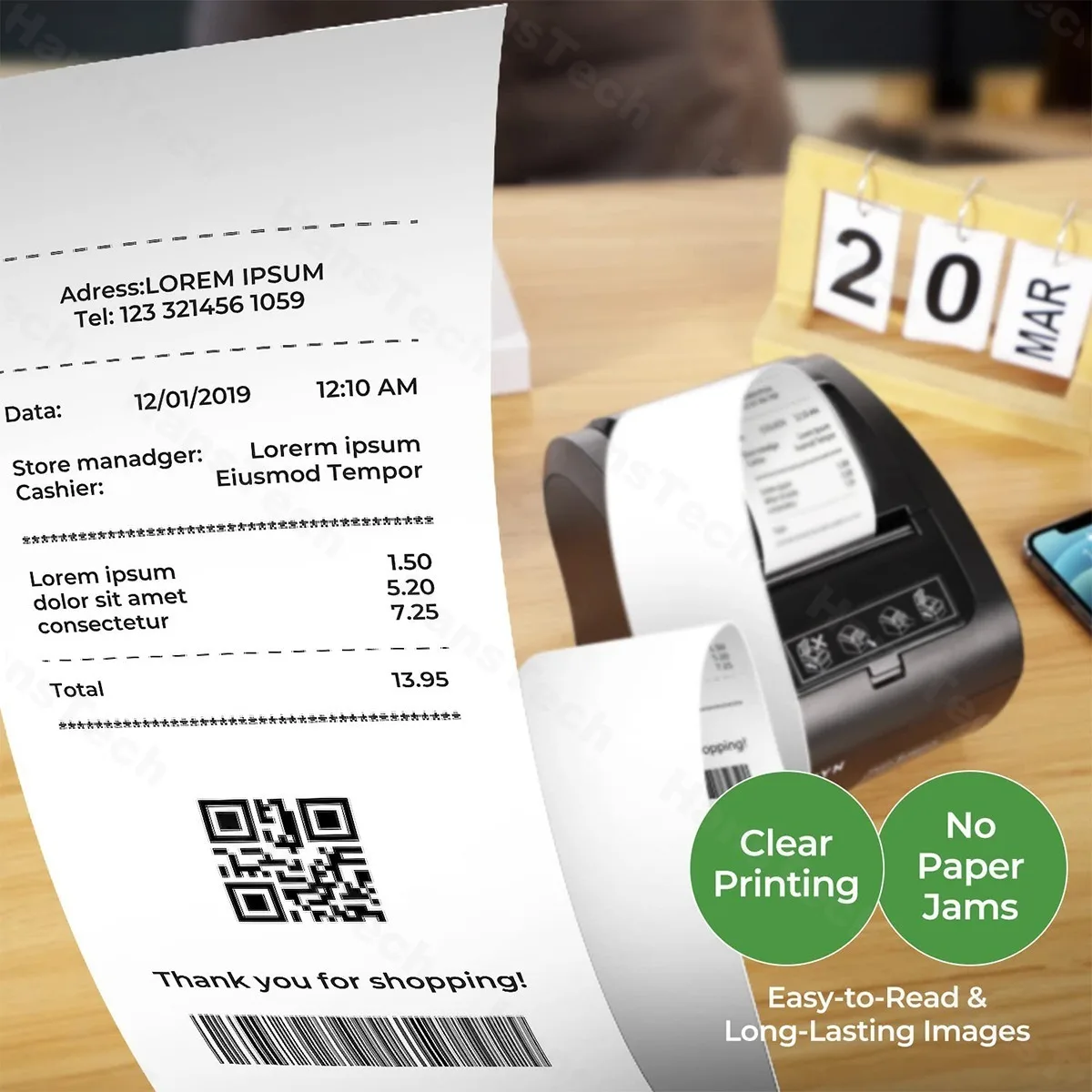 Cash Register Paper Thermal Receipt Paper for Star Micronics TSP100 TSP143 Epson 80mm Printer Square POS Register,BPA Free Rolls