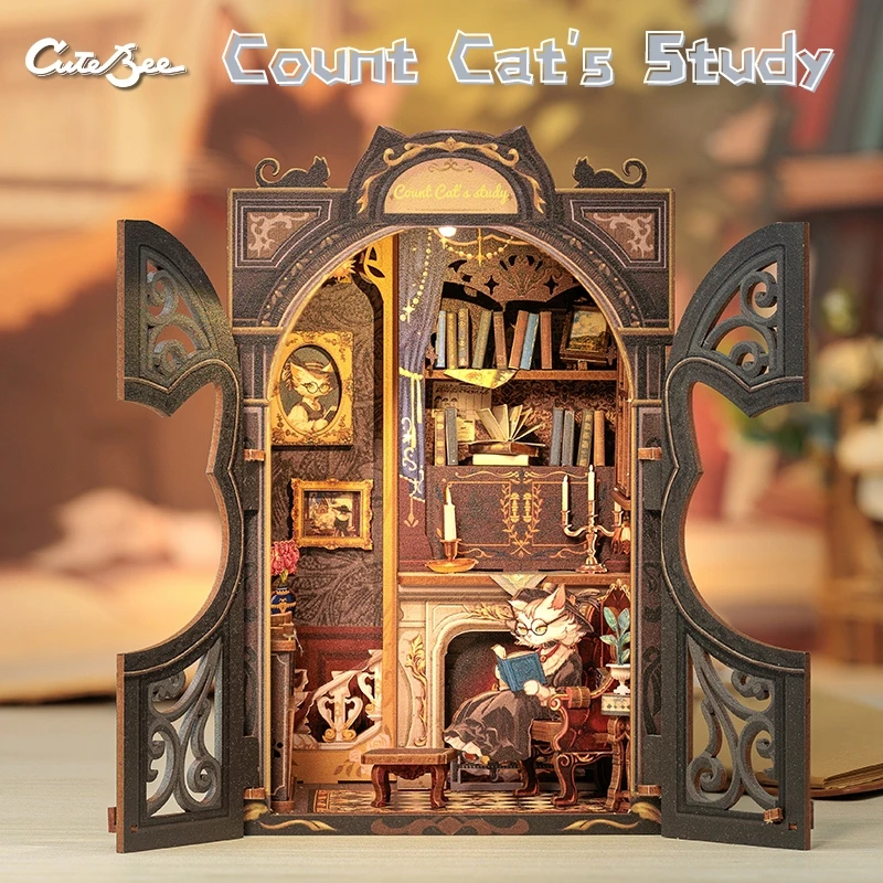 Cuteefun Book Nook DIY Bausatz 'Zauberer Shop' – Holz-Miniatur Zum Selbstbauen, Mit LED-Beleuchtung, Für Erwachsene & Bastelfans