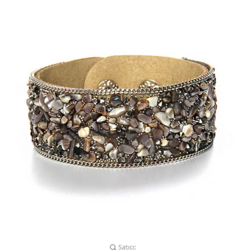 Fashionable Women Charm Wrap Bracelets Slake Leather Bracelets With Crystals Stone Rhinestone Couple Jewelry Gift Bracelet Jewelry