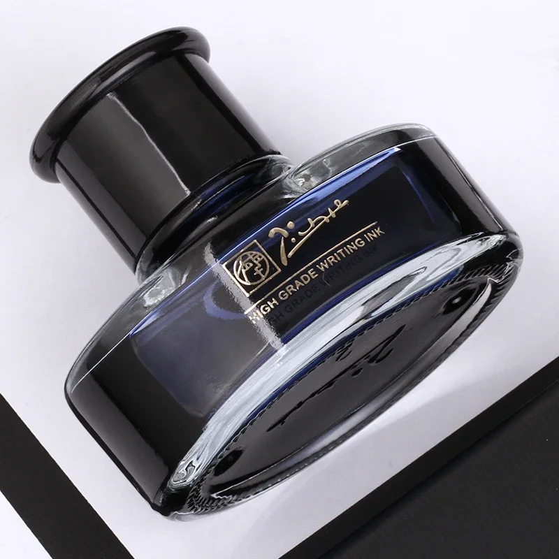 Pimio-오리지널 비 탄소 염료 기반 잉크 만년필 50ML 유리 병 필기 잉크, 검정 파랑 파랑-검정 잉크 용품