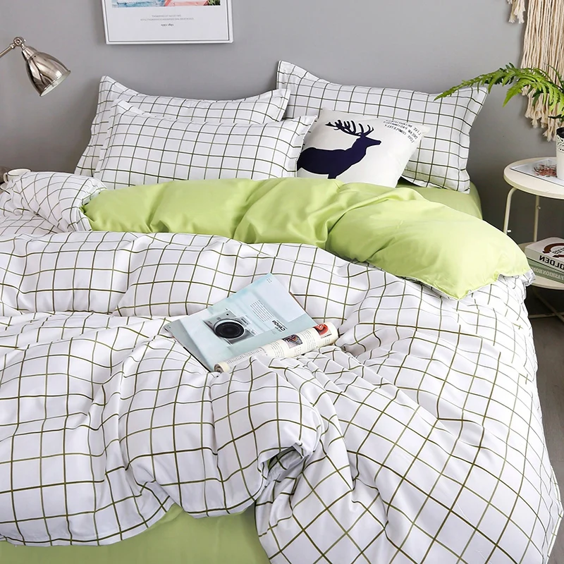 

Stylish And Simple Double-sided Household Bedding 4Pices Set Bed Cover Double Large Machine Washable