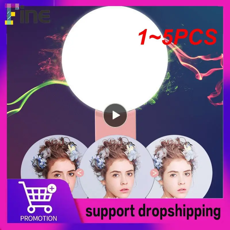 

1~5PCS Mini Q Selfie Ring Light LED Flash Phone Lens Light USB Rechargeable Clip Mobile Phone Fill Lamp Women Selfie Lights