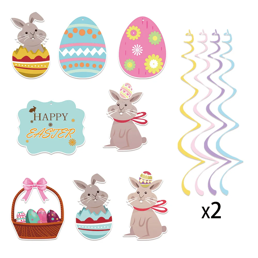1 Set Easter Hanging decoration Spiral Pendant Happy Easter Ceiling Swirl decor Hanging Swirl decor party Deco