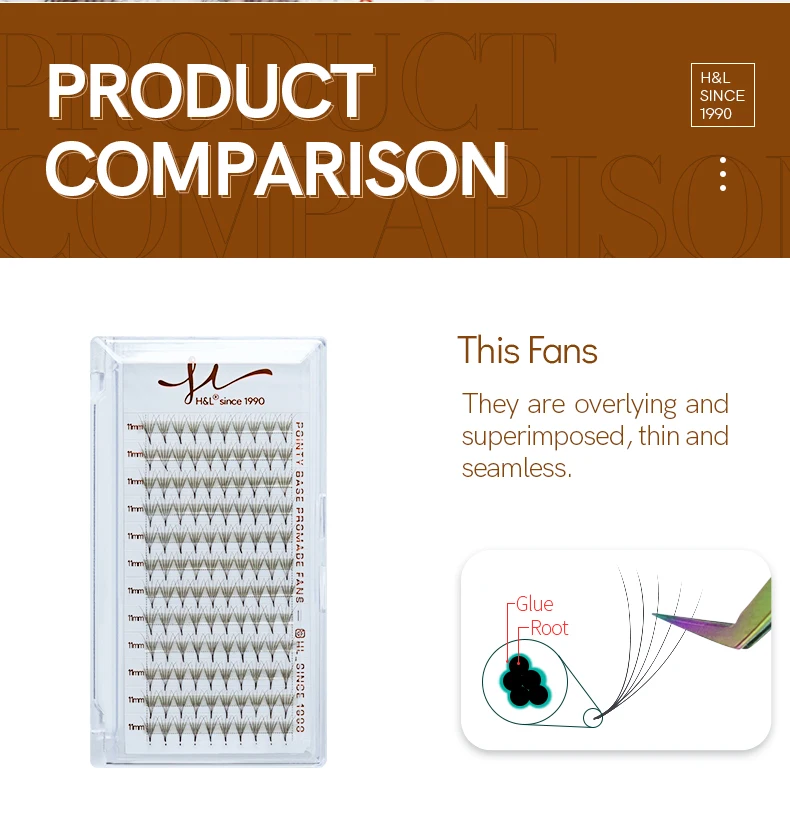 H&L Sharp Narrow Stem Premade Fans Lash 3D/4D/5D/6D/7D/10D/12D Slim Thin Pointy Base Promade Volume Fans Wimpernverlängerung – Detail 15