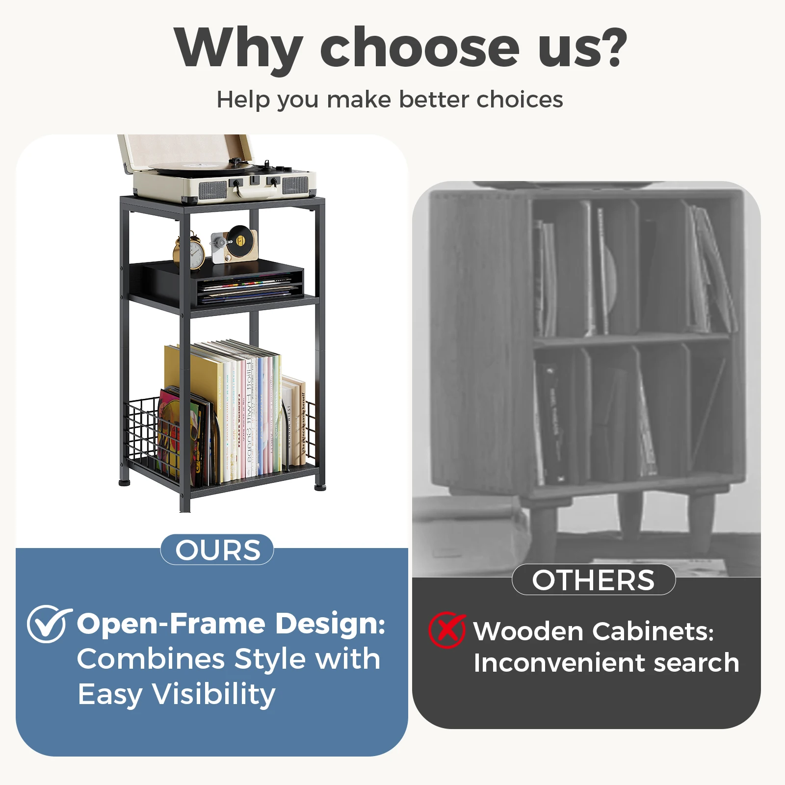 vinyl storage shelves