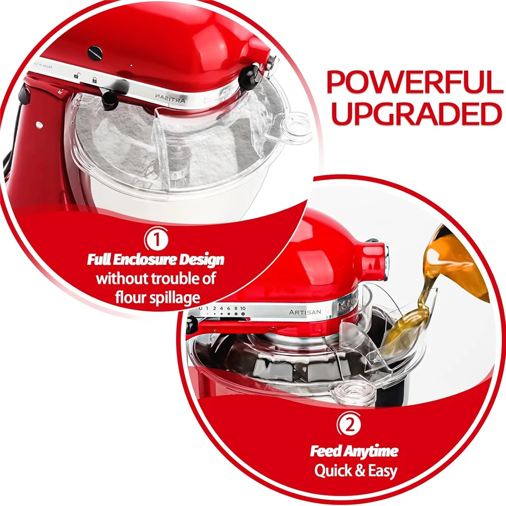 Dishwasher Safe for KitchenAid 4.5-5QT Pouring Cover Mixing Bowl Dump Hoods Splash Guard for KitchenAid Tilt-Head Stand Mixers