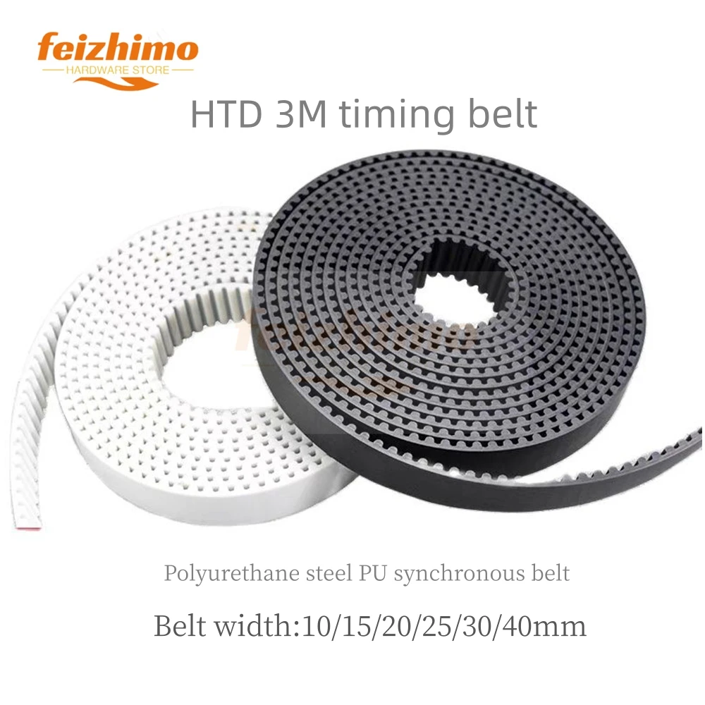 FM HTD3M ，3D Printer Accessory Opening Synchronous Bandwidth 10/15/20/25/30/40mm Polyurethane Steel PU Synchronous Opening Belt，