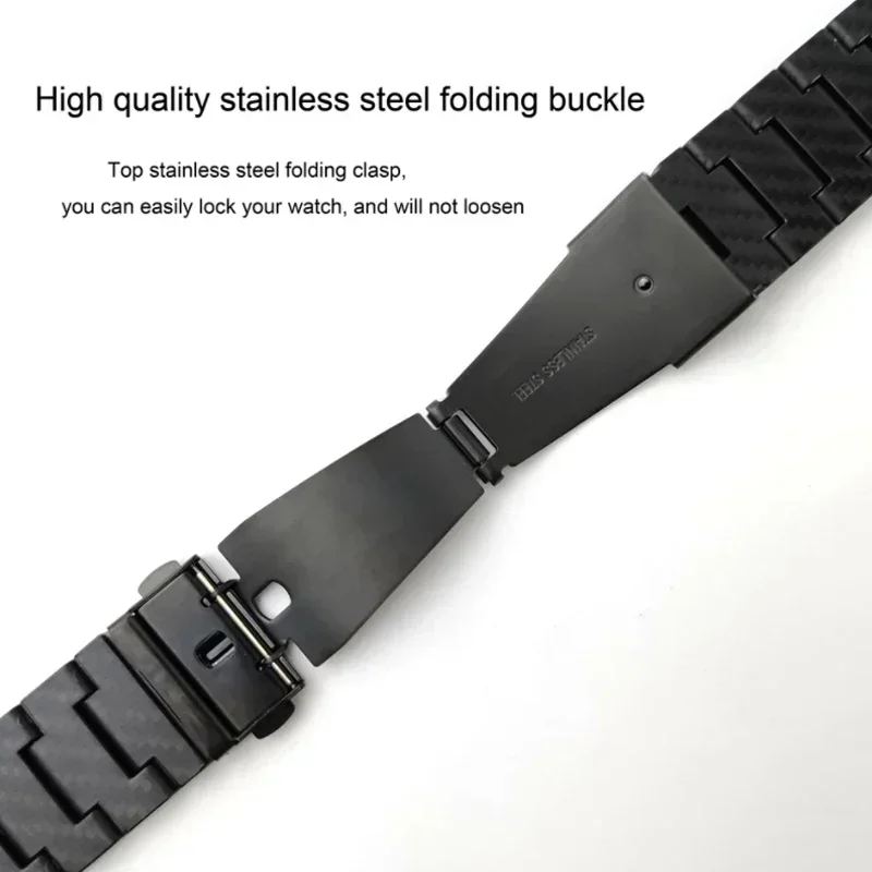 Premium 22mm Carbon Fiber Watch Band Replacement Bracelet