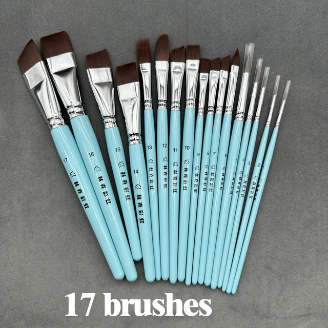 Paint Brushes Set Professional Nylon Hair Wood White Handle Painting Brush  For Watercolor Pigment Brush 10pcs