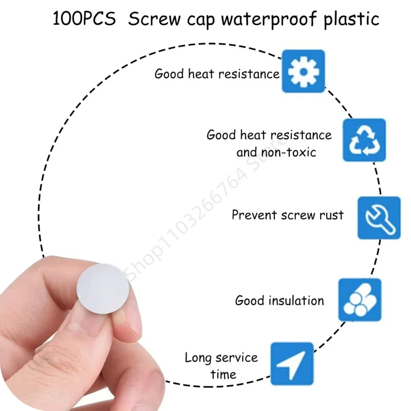 100Pcs Self-tapping Screws Decor Plastic Cap Furniture Hardware Screw Waterproof Rust-proof Dust Plug Cross Screws Decor Cover