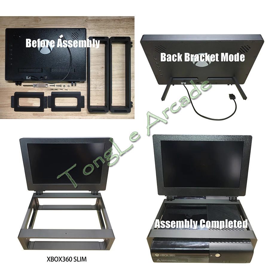 13.3인치 미니 LCD 스크린(스테레오 기능 포함), DIY HD 휴대용 게임 모니터, Xbox 360 SLIM 또는 E 버전 레트로 게임 콘솔에 적합