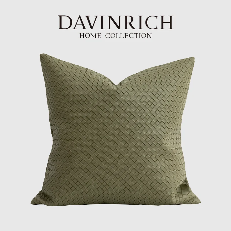 

DAVINRICH BV Style Geometric Faux Leather Hide Throw Pillow Cushion Cover Modern Luxury Pillowcase For Italian Hotel Living Room