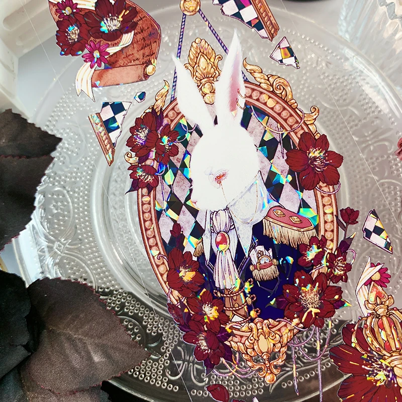 

OKMT 7cmx5m Alice Shiny PET Tapes for Scrapbooking Gift Card DIY Material Planner Decorative Adhesive Background Sticker