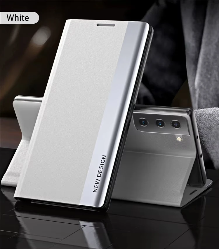Leather Flip Magnetic Phone Case with Shockproof Stand Function - Elegant and Durable Design