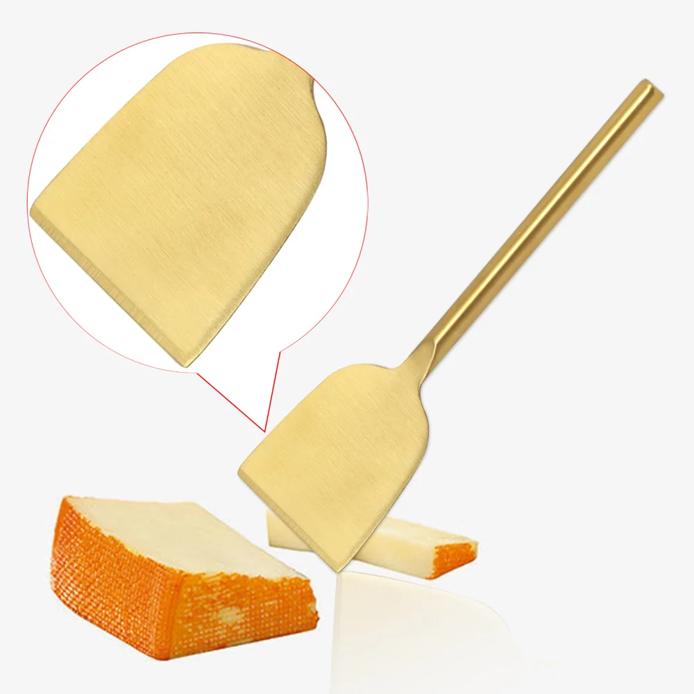 Jaswehome 3pcs Cheese Knives Set Full Stainless Steel Fork Tipped Spear Flat Cheese Knife Small Spade Butter Cutter Tools