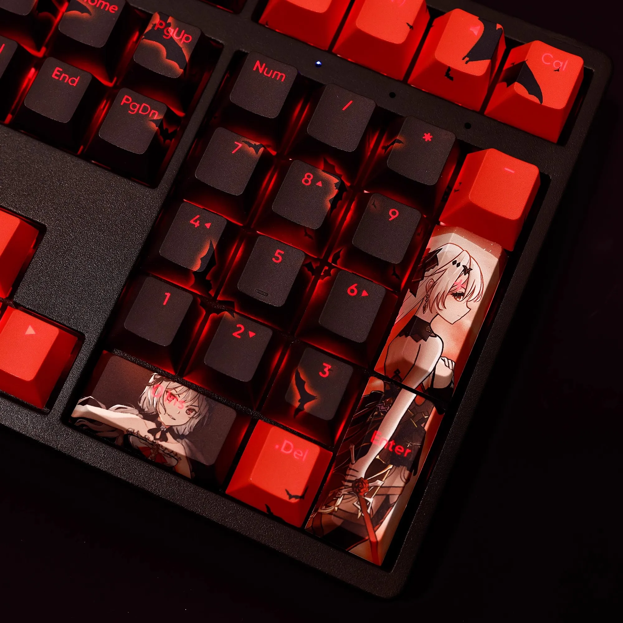Anime Gaming Key Caps Keycap Theresa Tintura Subbed Keycap Pbt Anime Impacto Ansi 61 87 104 108 Chaves Set - Imagem 3