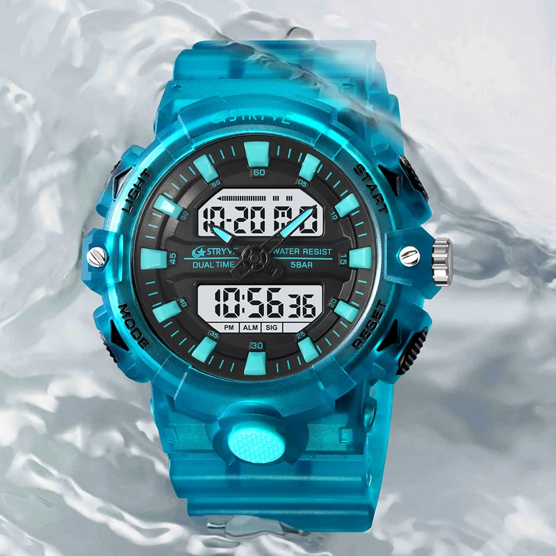 New STRYVE 8028 Men LED Digital Watches White Transparent Fashion Cool Outdoor Sports Watches Shock Waterproof Watch For Men 2