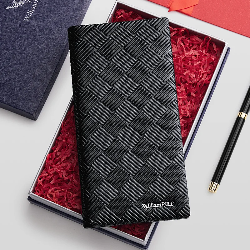 Long Wallet New product simplicity Bifold black leather Wallet Men Card pack Slim Billfold with Card Slots men short wallet 4