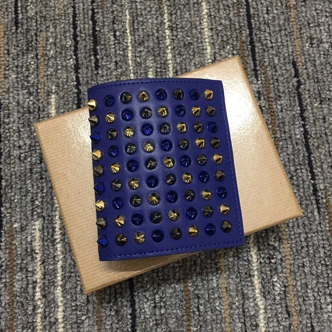 

Fashion Cl Short Wallet Rivet Luxury Design Mini Coin Purse Large Capacity Multi Card Slot Coin Purse With Zipper Wallet