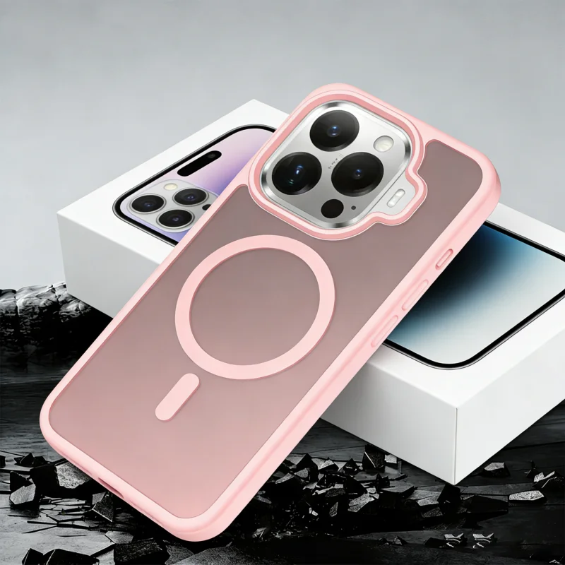 Enhanced Matte Armor Shockproof Case with Magnetic Wireless Charging and Translucent Design
