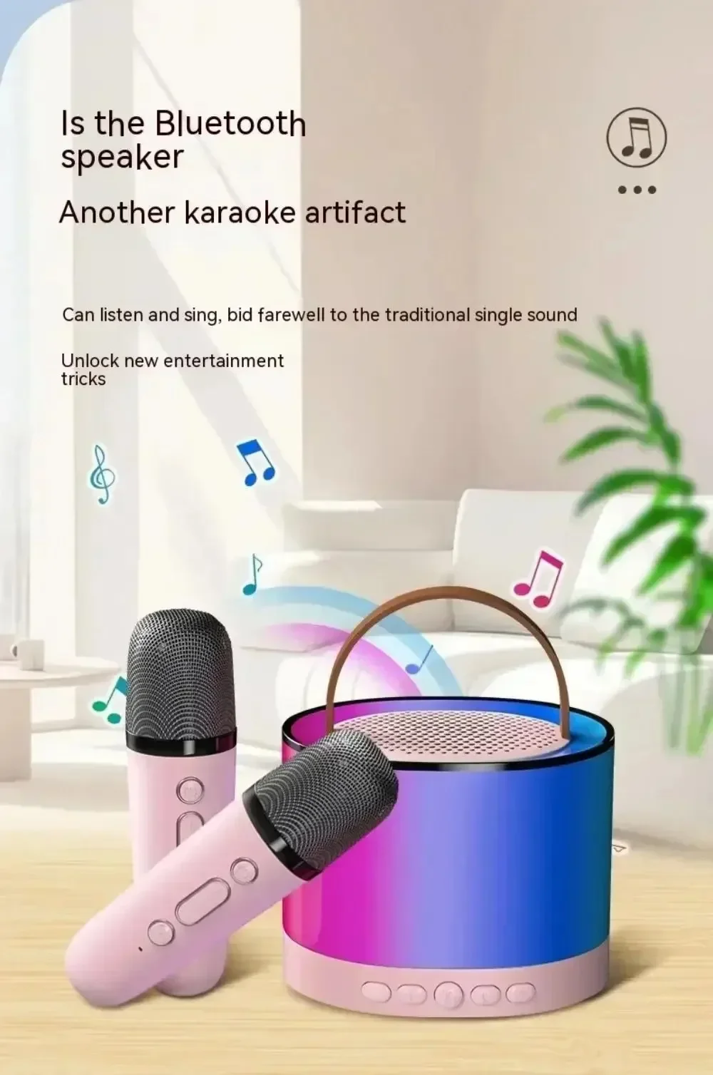 K52 Wireless Bluetooth Speaker Karaoke Machine With 2 Microphone Portable Multif