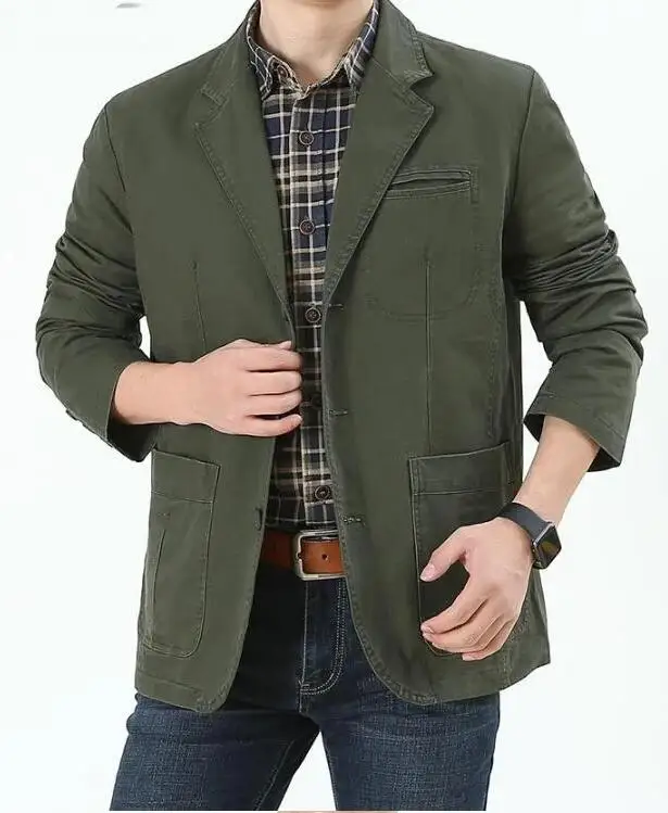 Men's Denim Blazer, Male Suit, Casual Pocket, Work Jacket, Fashion Blazers, Loose Outerwear