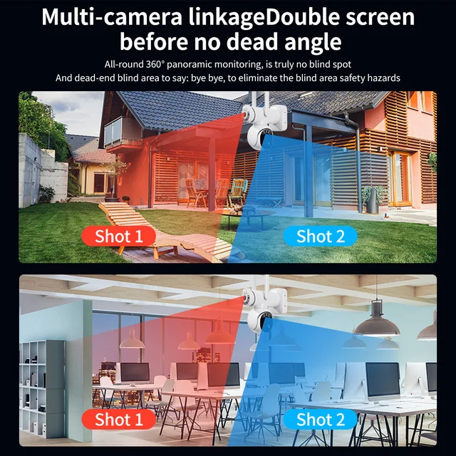 6MP 3K Dual Screen Solar Camera Outdoor 4G SIM Card  PTZ Dual Lens PIR Human Detection Built in Battery Camera 365 Days Standby 4