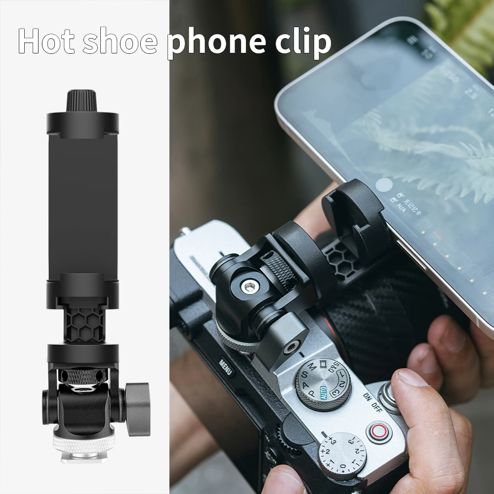 

MARTVSEN Camera Hot Shoe Phone Clip, SLR External Fixed Tripod, Horizontal Shooting Rotary Gimbal Photography Accessories