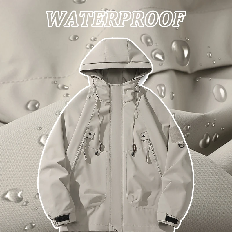 Men's Hiking Jackets Waterproof Women Windproof Windbreaker Camping Climbing Outdoor Running Trekking Coat Loose Hooded Jacket 6