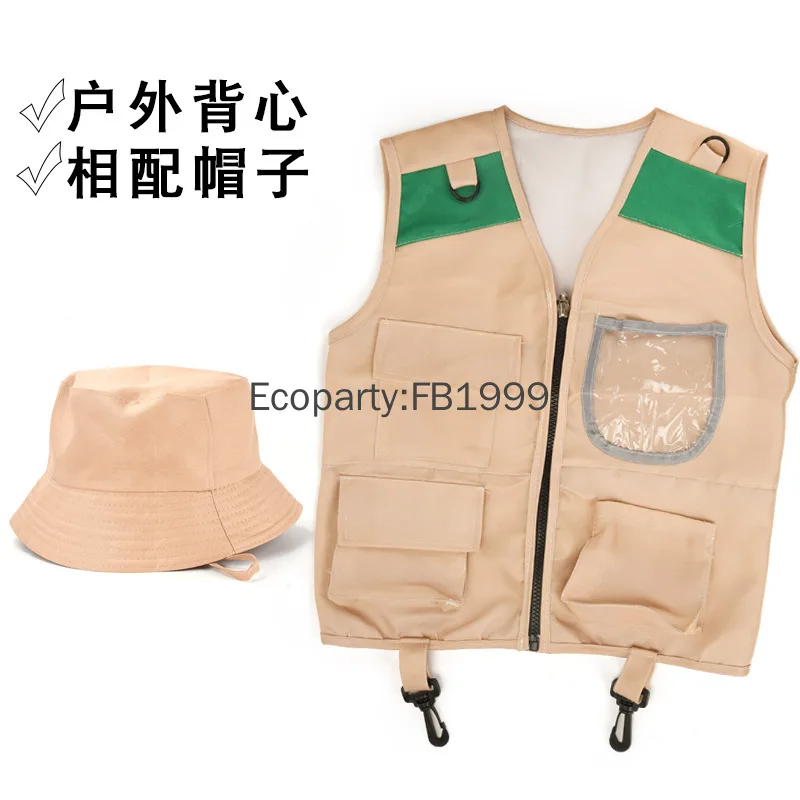 Kids Explorer Costume Outdoor Explorer Cosplay Cargo Vest and