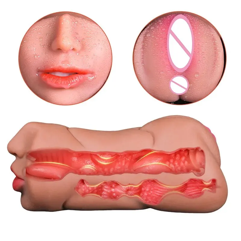 3 IN 1 Sex Toys Masturbation For Men Deep Throat Artificial Real Pussy Oral Male MasturbatorBlowjob Realistic Rubber Vagina — view 4