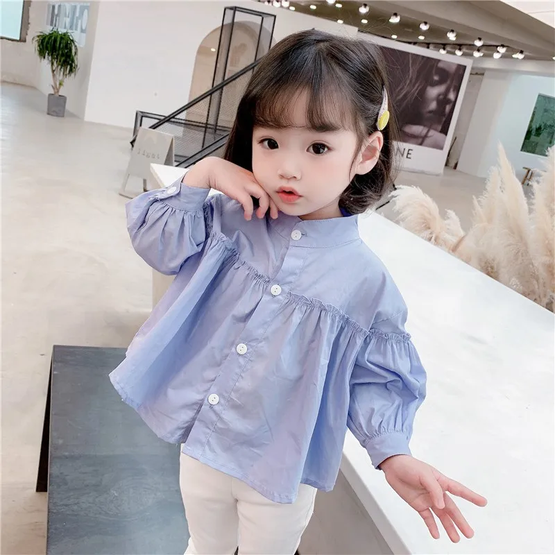 Girls' White Shirt Spring And Autumn Clothing Daily Casual Loose